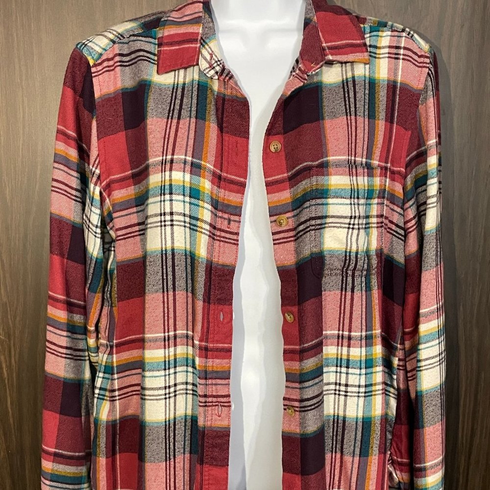 American Eagle Flannel Plaid Button Down Shirt Ahh-Mazingly Soft Boyfriend Fit